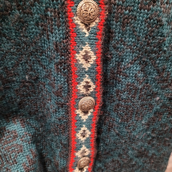 Vintage LL BEAN Nordic Fair Isle Button Cardigan Merino Wool Size Large - Picture 5 of 7